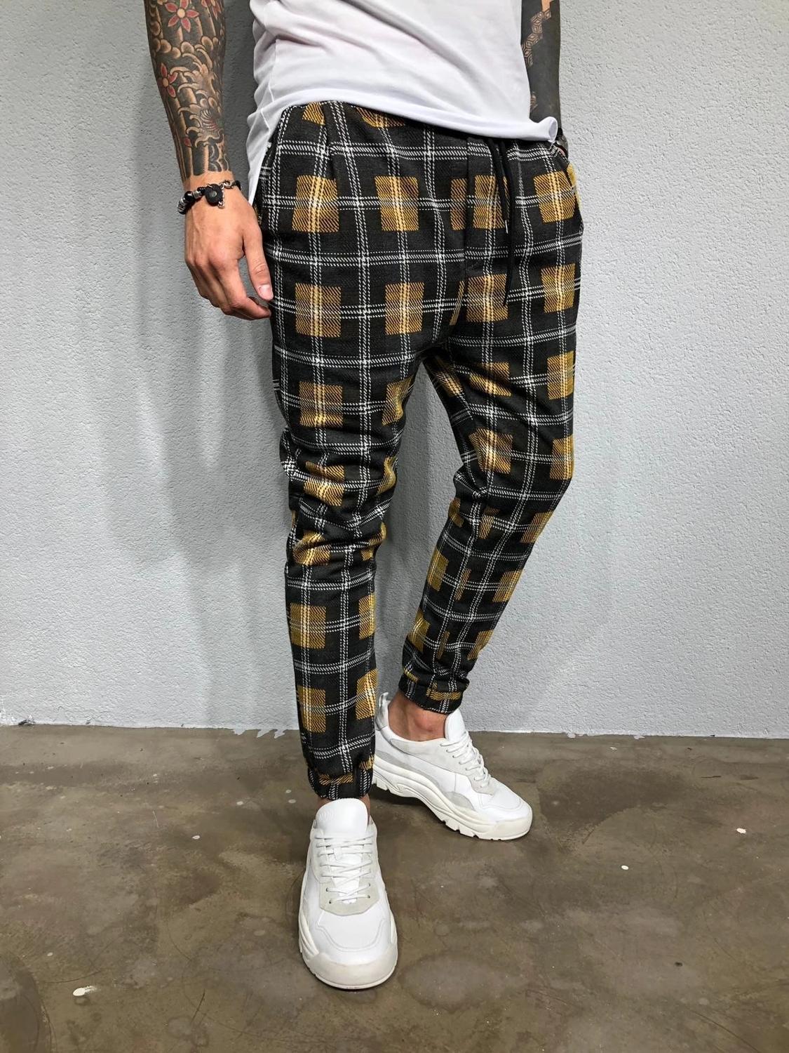 yellow checkered pants mens